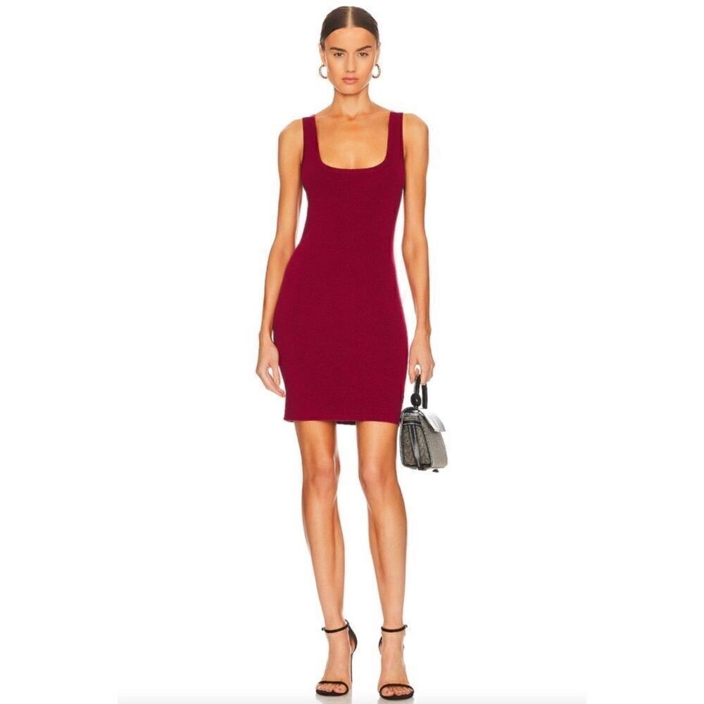 NEW L’Agence Hannah Knit Tank Dress Red Dahlia Small - Picture 2 of 10